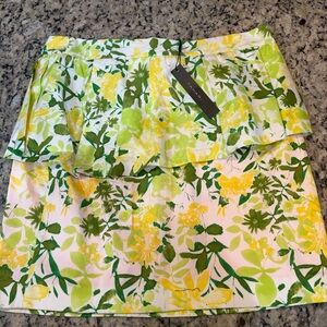 Tahari Green and Yellow Floral Skirt